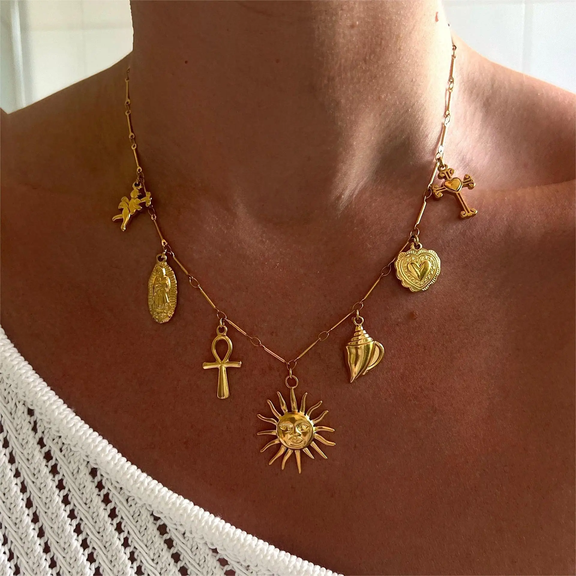 2024 DIY Pendant Fashion Jewelry Necklace Hot Sale DIY Pendant Necklaces Stainless Steel Jewelry Factory Direct Choker Necklace