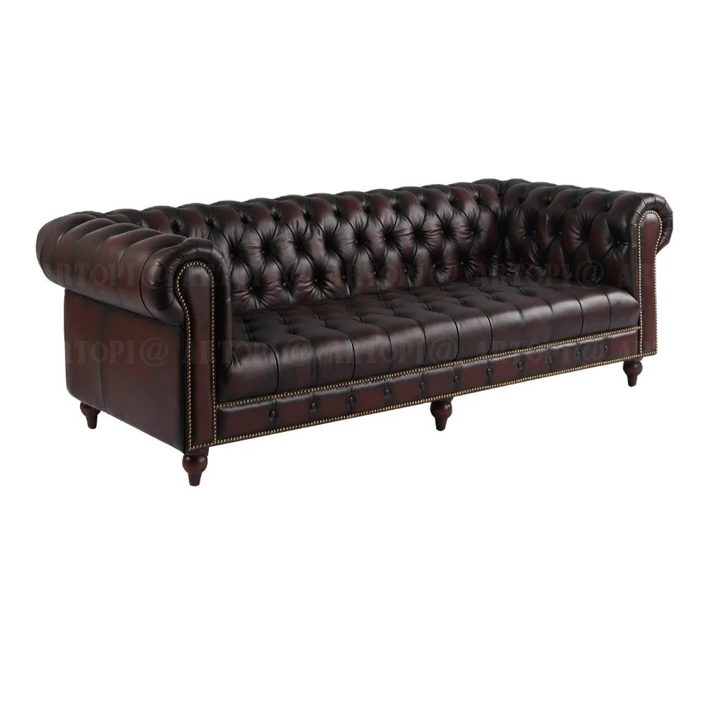 antique furniture chesterfield tufted genuine sofa 3 seat leather living chesterfield sofas set