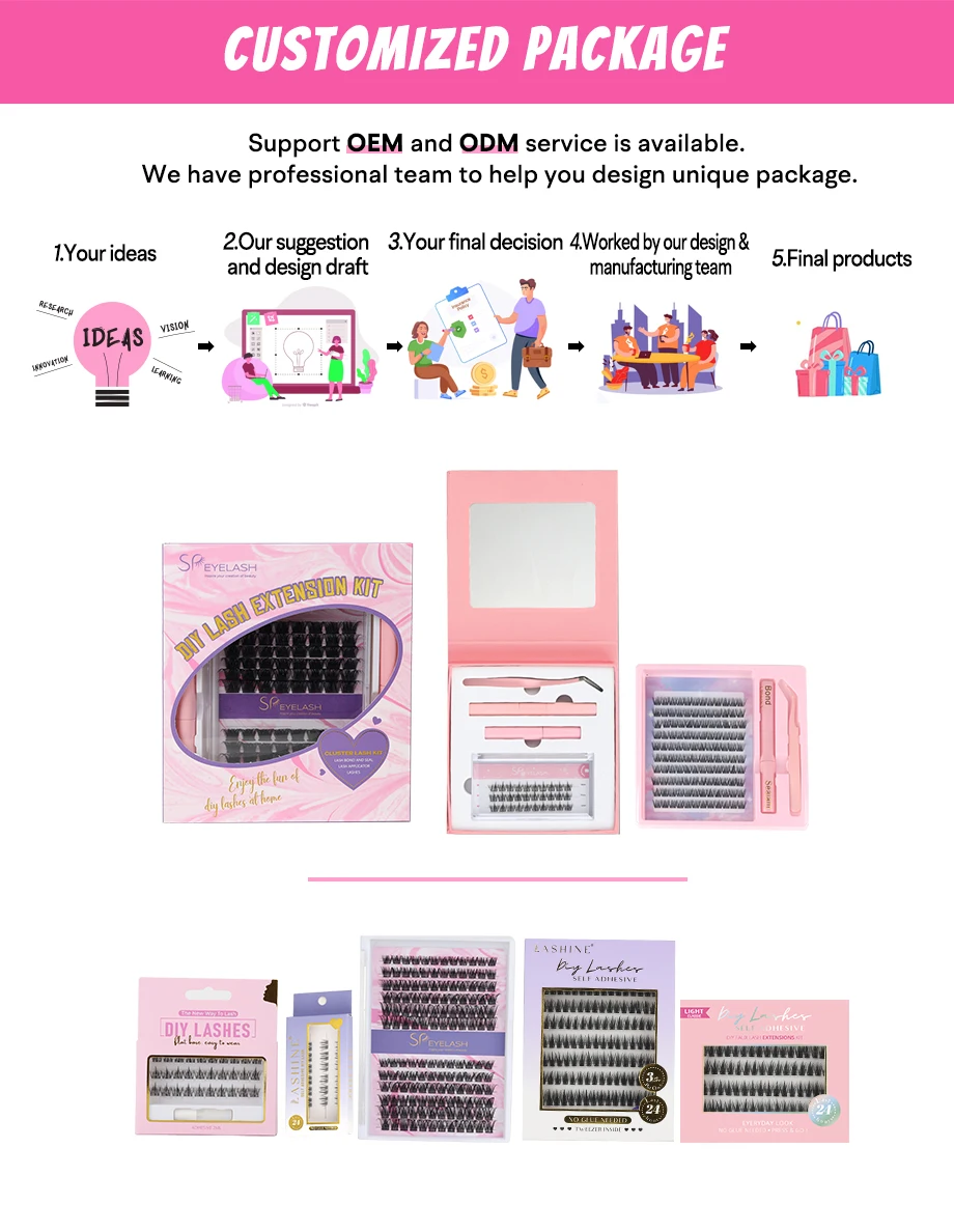 SP EYELASH Wholesale Pre Cut DIY Lash Clusters Korean Pbt Segment Soft Matte Volume 0.07MM C D Curl Natural Look Cluster Lashes