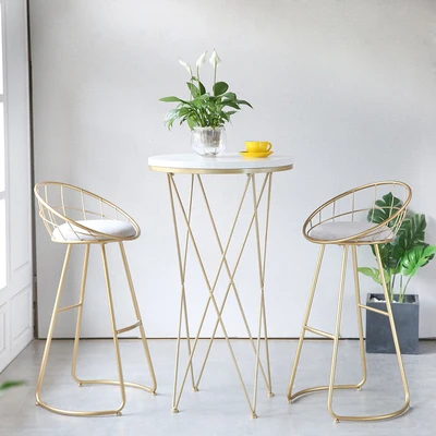 Nordic barstool gold metal leg backrest leisure bar furniture stools bar chair