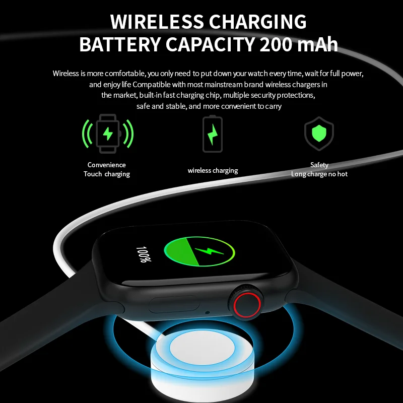 Music Smart Watch HW56 Plus 1.77 Inch Big Full Touch Password Lock Screen 3D Dynamic Dial Voice Call Wireless charge Smartwatch