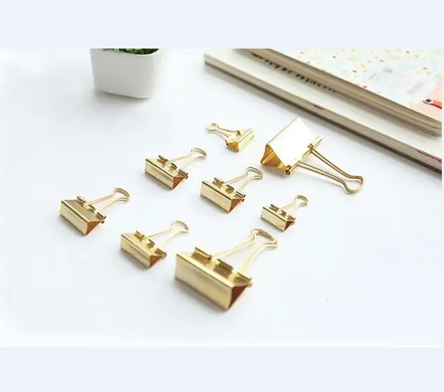 
customized Different size printing metal gold binder paper clips  (62280319465)