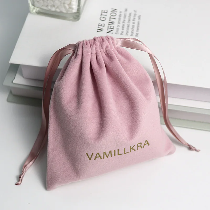 Custom Printed Small drawstring bag Promotional Velvet Jewelry Packaging Bag Luxury Gift Pouch Velvet Bag