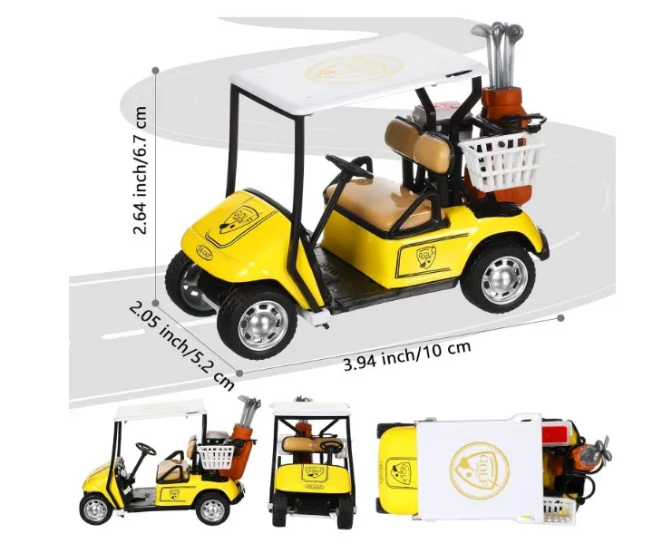 1:36 Mini Golf Cart Model Toy,  Metal Pull Back Action Cart Toys for Boys Girls