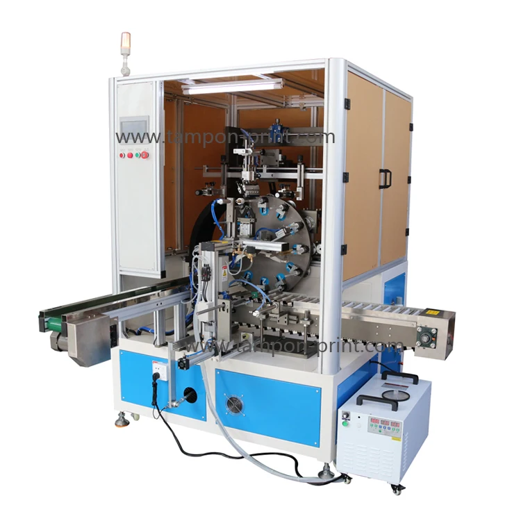 Automatic single color cosmetic round tube syringe silk screen printer printing machine