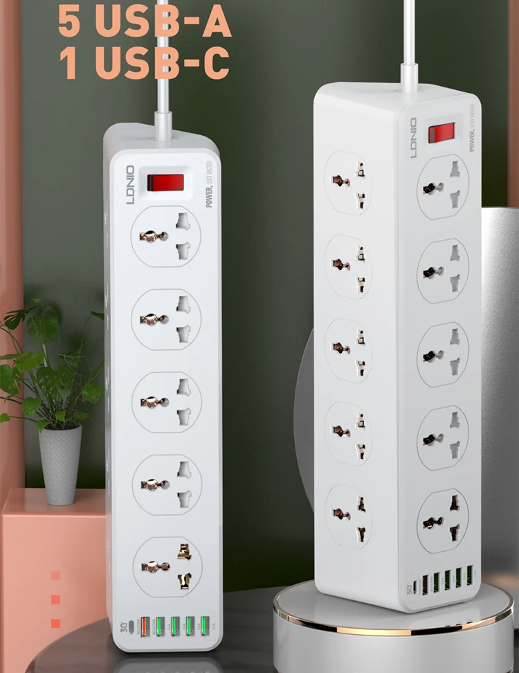 LDNIO SC10610 hot sales smart 10-socket china outdoor smart power strip international universal power strip