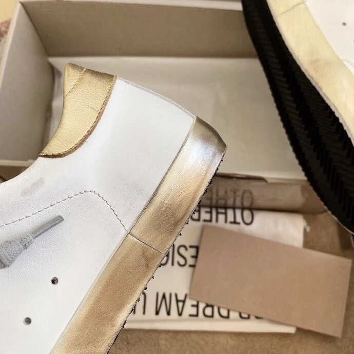 large size 45 designer vulcanized shoes for men lace up do old famous golden sneakers for women star real leather sports shoes