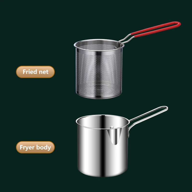 Hot selling multi-function sus 304 noodles cooking pan small fried food basket cooker stainless steel deep fryer pot