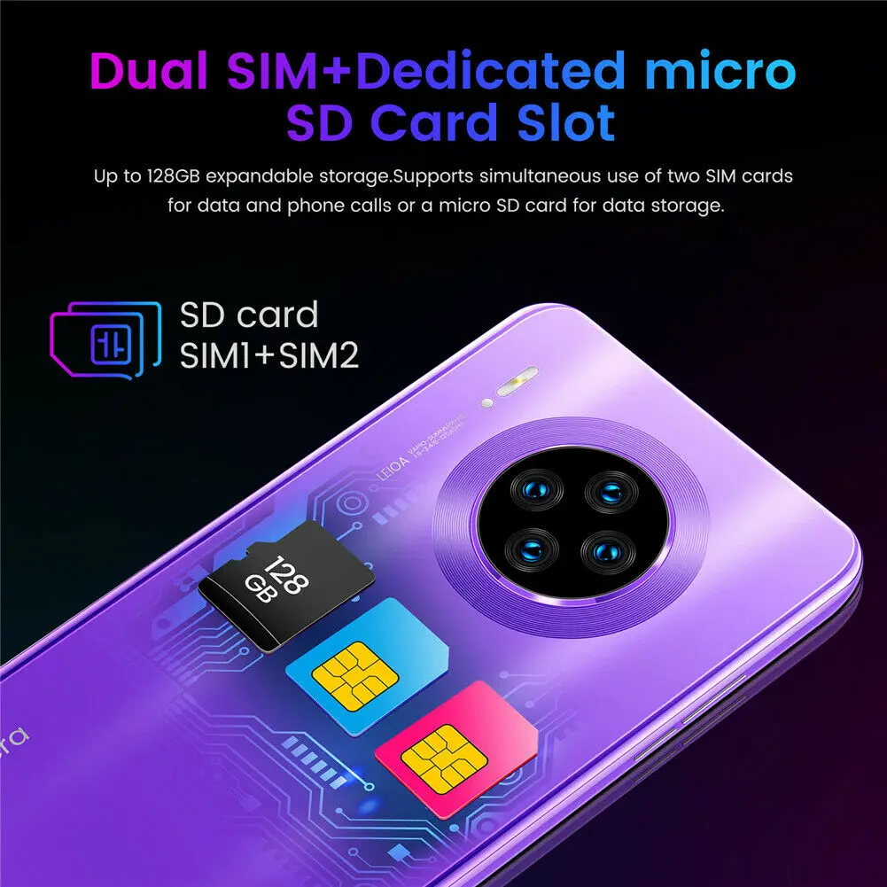  Смартфон Mate33 Pro MAX 6 1 дюйма Гб + 8 2 Мп 5 МП Android разблокированный мобильный телефон с двумя SIM-картами и четырехъядерным