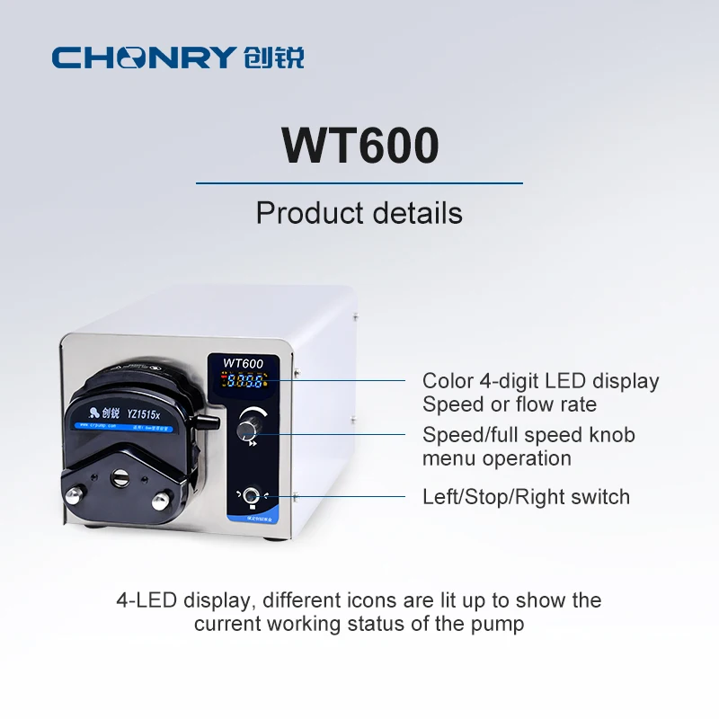 WT600/KZ25  6000 ml Flowrate Type Cement Grinding Aid Transfer Peristaltic Pump With DC Brushless Motor
