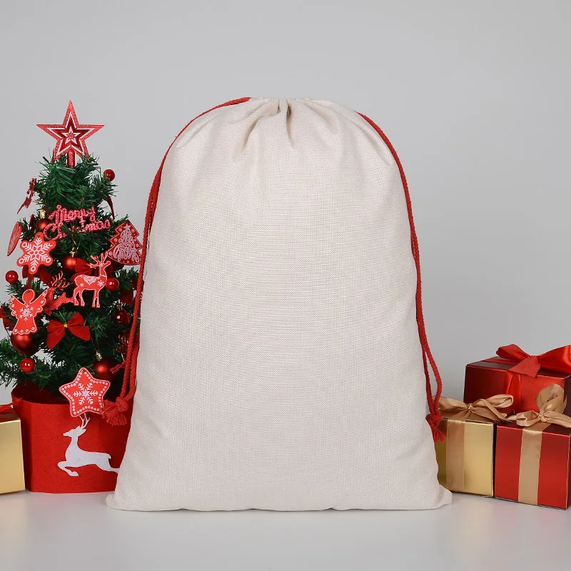 2021 New Linen-like Fabric Sublimation Santa Sacks