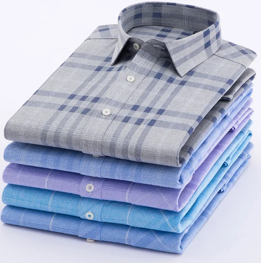 Мужские отложенный рубашки обслуживание OEM мягкая хлопковая Клетчатая Рубашка премиум-класса с длинными рукавами рубашка с короткими рукавами приталенный деловой костюм в мелкую клетку рубашки для мужчин