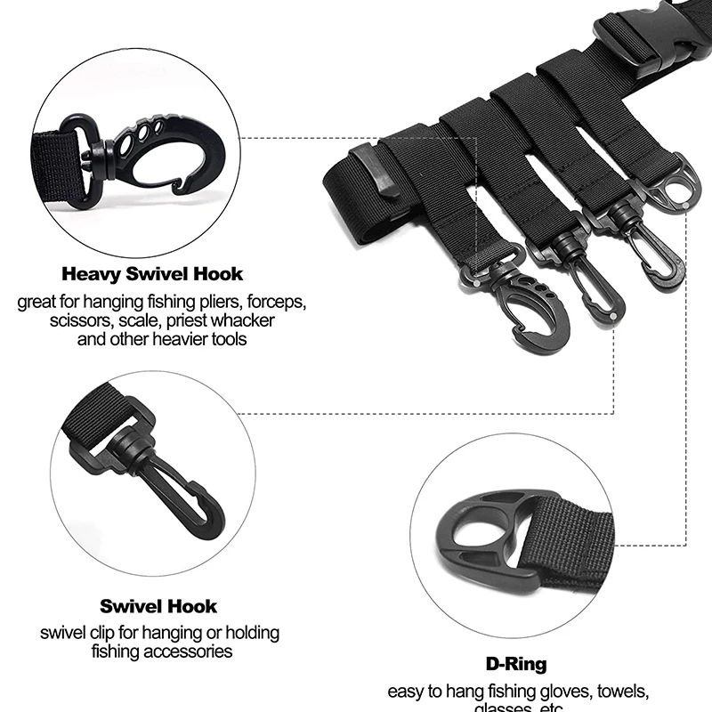 Waterproof Fighting Belt Wader Straps Fly Fishing Wading Belt D Ring and Hook Wader Belt Accessories