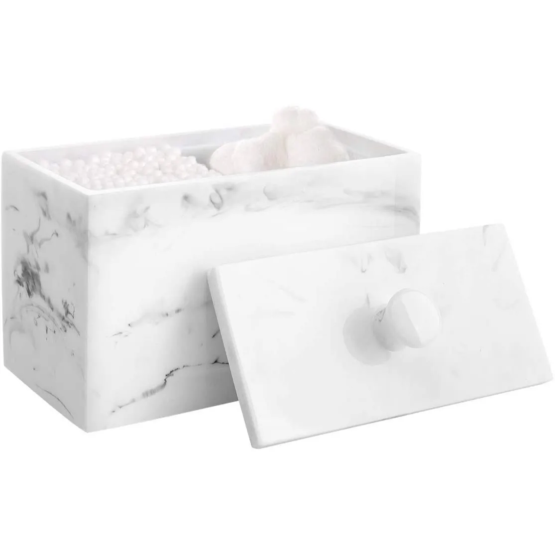 Custom Resin Canister Jar Cotton Ball pads Cotton Bud Dispenser Storage Box Cosmetics Polyresin Cotton Swab Holder