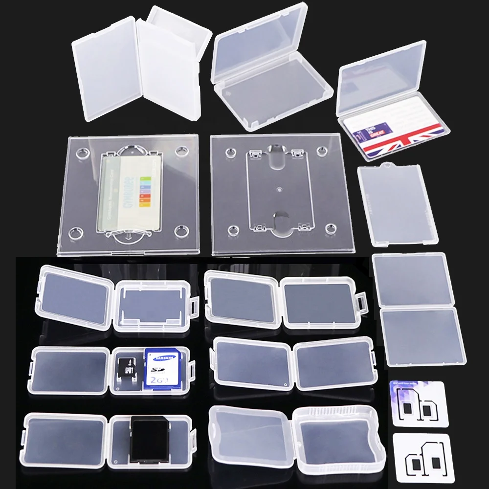 PP Plastic Memory Card Storage Box Clear Multipurpose Display Case Plastic SD TF CF Card Holder Multiple Sizes