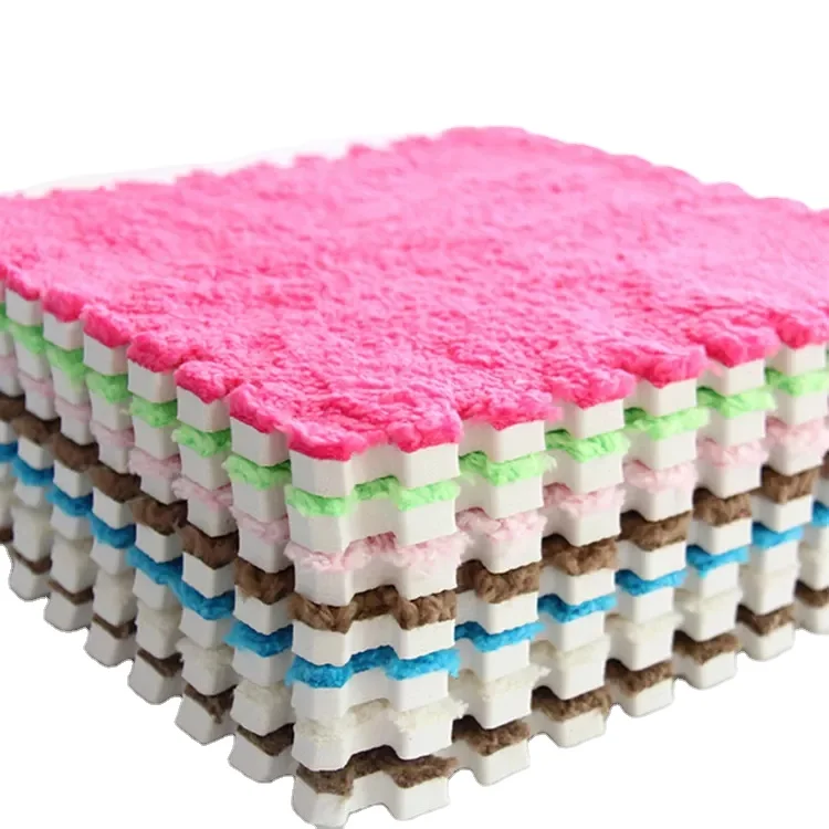 Customized color Puzzle 30X30CM Baby Mat Foam Mat Fur Carpet plush foam puzzle rug carpet mat