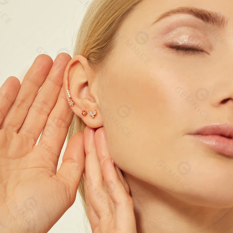 Gemnel fashion 925 silver  thread and threadless pin piercing jewelry part accessories bar stud earrings