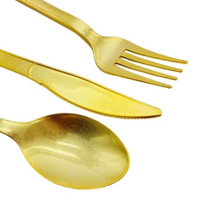 Matte gold Airline Cutlery Kit Plated Cutlery for Gift Wedding Frost Knives Set Gold Steak Frost Wholesale Matte Gold Cutlery