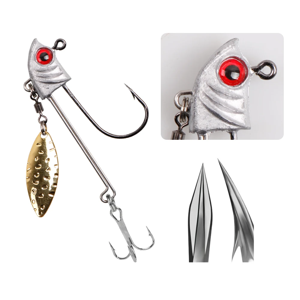 LUSHAZER 7G/10/17G wholesale mustad hooks isca artificial camaro saltwater jig heads fishing weights lead hooked fish soft bait