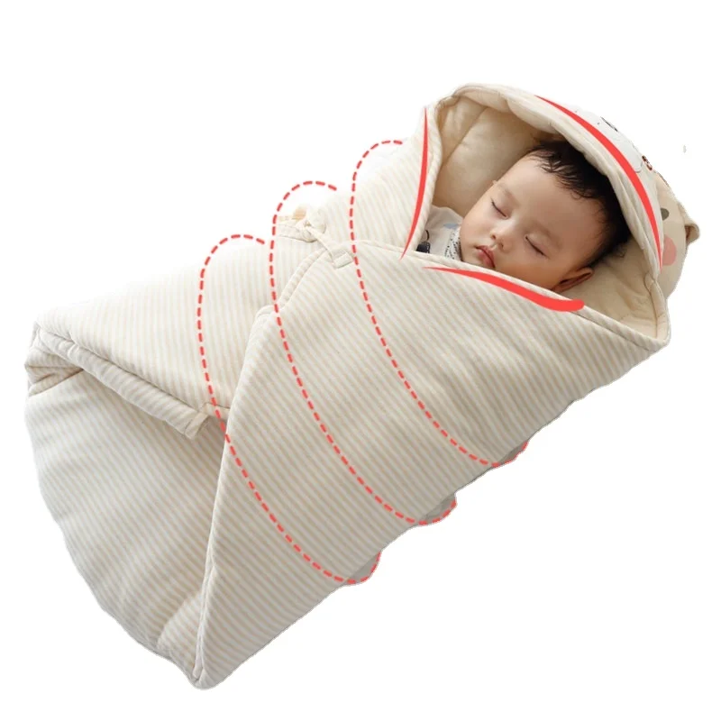 Cute fan pattern natural colored cotton Baby new born Swaddle Blanket