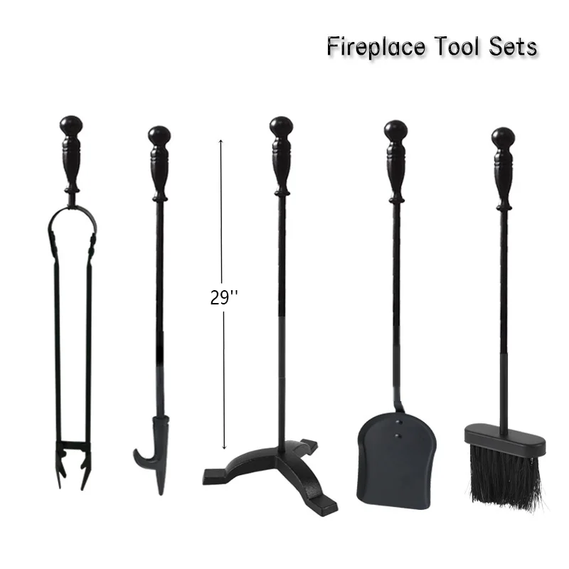 5 Pieces Fireplace Tools Set Indoor Accessories Kit Outdoor Camping Fireplace Tools