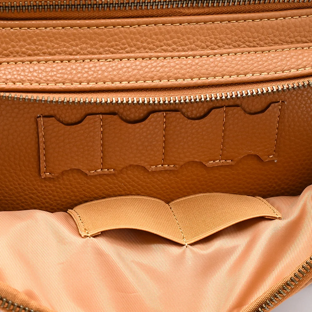 Custom Trendy Professional Brown Vegan Microfiber Leather Crossbody Camera Lens Bag for Photography