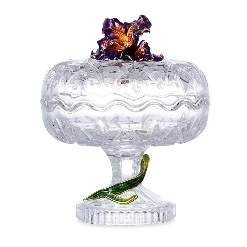 RORO Popular Gift Candy Packaging Glass Round Container Candy Jar Kitchen Glass Crystal Fancy Cookie Jar candy jar with lid