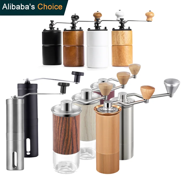 Yoshan Custom OEM Factory New Wood Grain Aluminum Alloy Wooden Manual Coffee Grinder