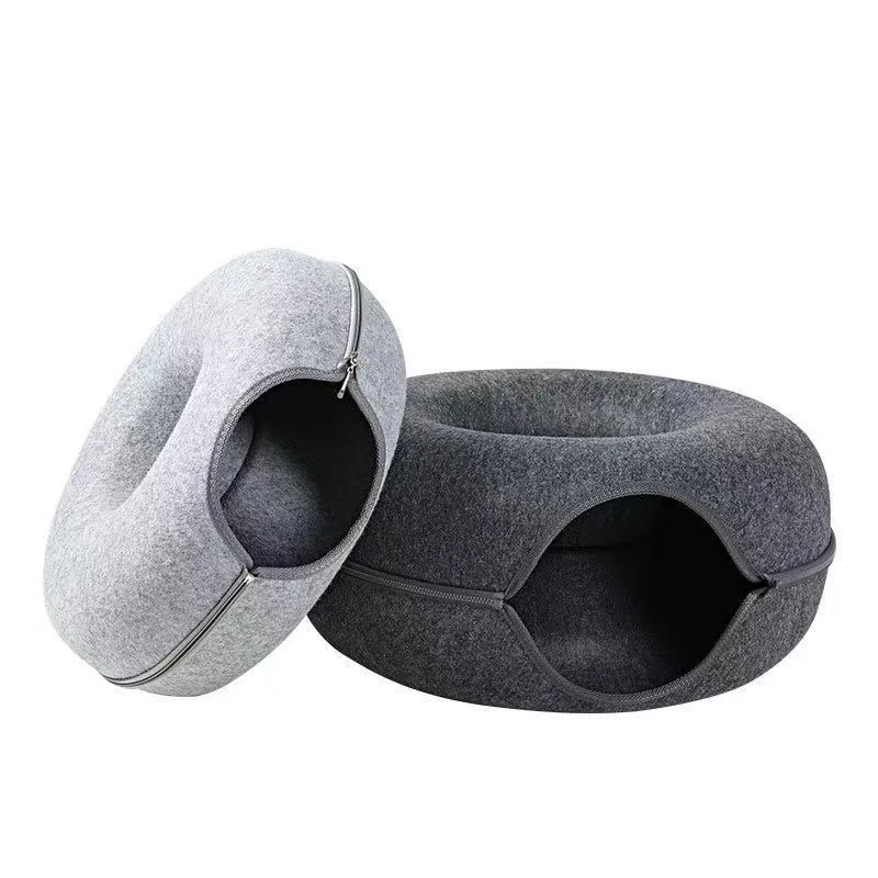 Round Cat Cave Donut Cat Hole Play Interior Cat Hideout Peekaboo Oversized Cave