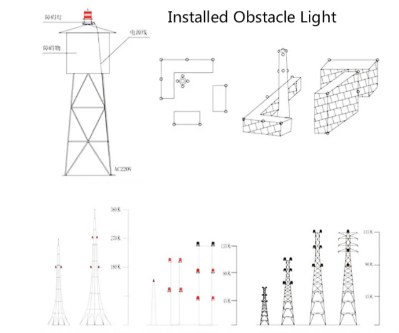 Obstacle Lights Flashing Red Yellow Warning Light Beacon Aviation Lamp Tower Signal Lantern Low-intensity Flashlight