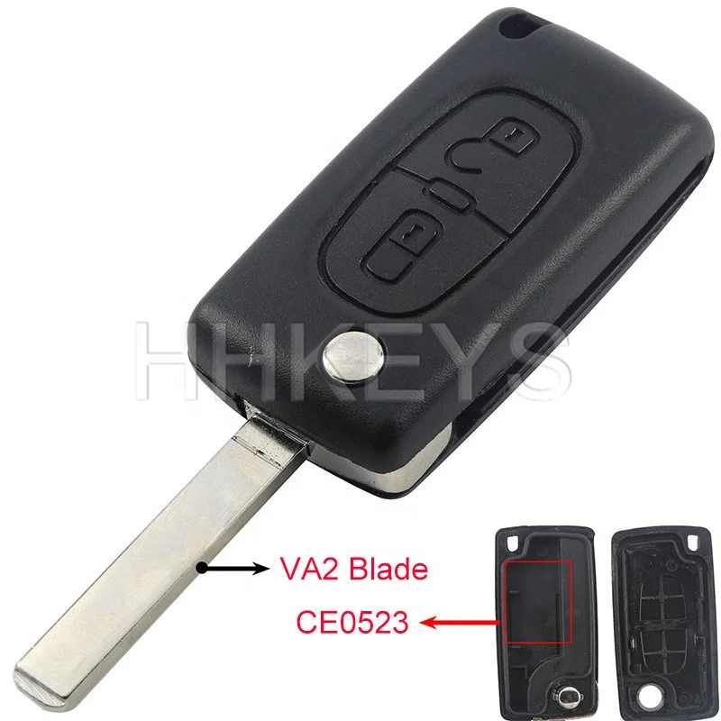 Hot Sale 2 Button VA2 Blade Remote Flip Key Housing for 307 C4 C5 Car Key Case With No Battery Place CE0523
