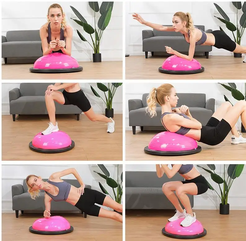 Home Yoga Fitness Balance Exercise Ball With Handle PVC Yoga Half Ball