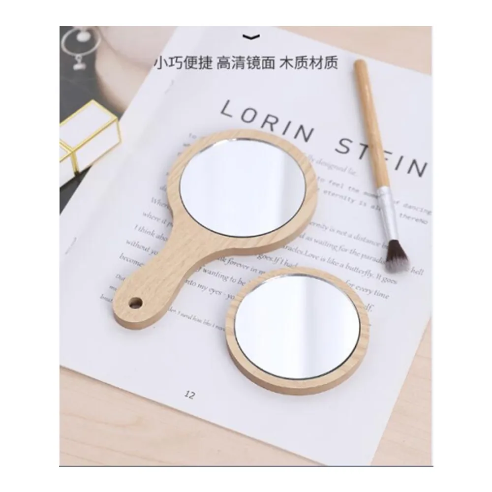 YRX S002 Hanging Makeup Mirror HD Cosmetic Wooden handle Mirror Personalized Handheld Mirror