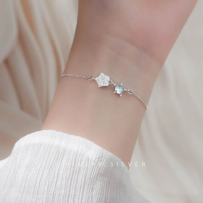 S925 Sterling Silver Planet Bracelet Female Star Moon Small Fresh Handicraft Gift