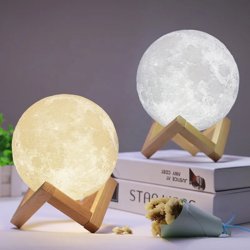 Hot Sales 3D Print Moon Lamp Creative Custom Design led lights Starry Night Light