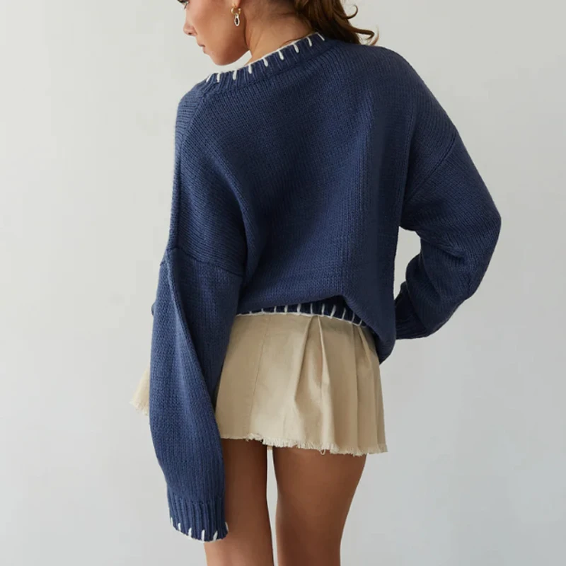 Crewneck Knit Pullover Oversized Slouchy Y2K Sweater Bow Graphic Chunky Knit Sweater Chunky Coquette Sweater