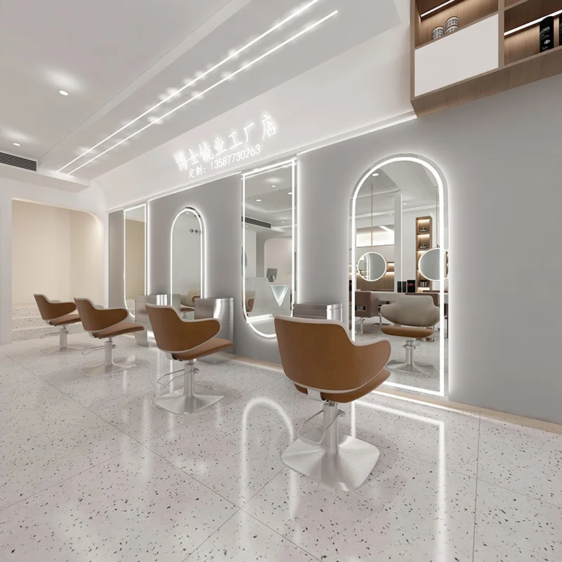 Big Size Touch Sensor Switch Wall Full Light Led Oval Mirror For Hair Salon