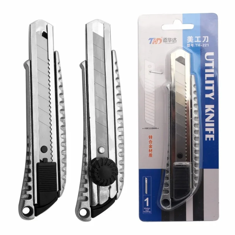 Cheap Heavy Duty Box cutter 18mm Aluminium alloy Retractable Cutter Utility Knife Knorr Alfedo