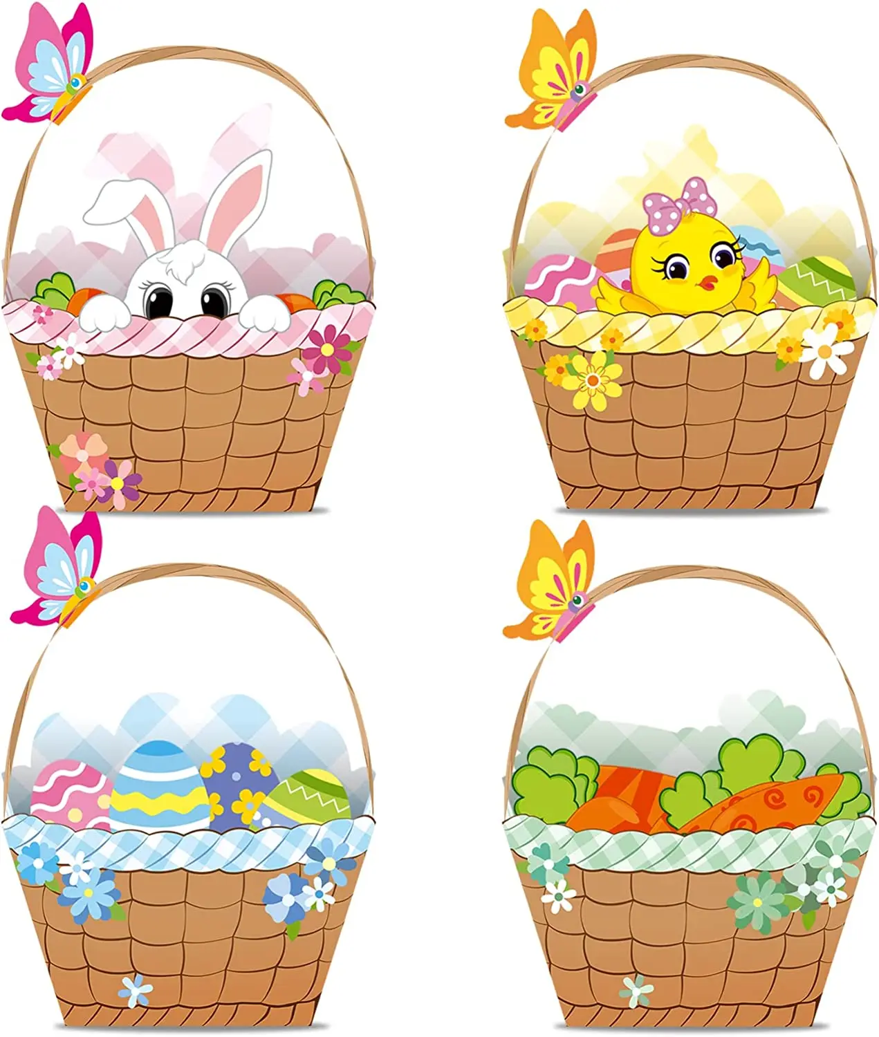 Kids DIY Egg Hunt Bunny Plastic Candy Wrap Gift Box With Handles Cute Bunny Party Decor Mini Paper Easter Basket