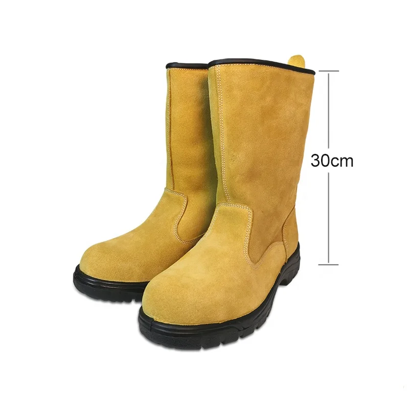 New Style Security Boots For Man  Slip Resistant Composite Toe Kelvar Midsole Cow Leather Oil Field Desert Safety Shoes