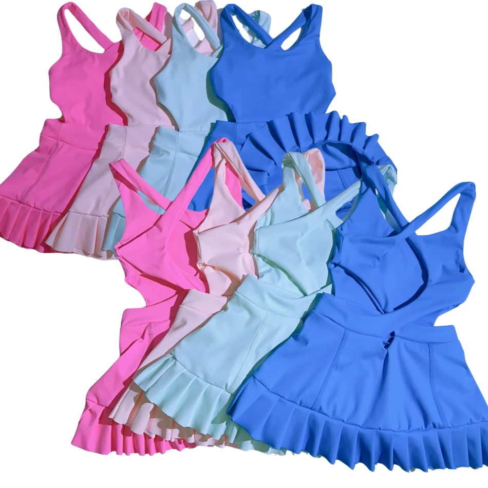 Wholesale Girls Custom Printed Golf Tennis Dress Wear Apparels Sports Skirts Badminton Lawn Tennis Sports Wear Tennis Dress