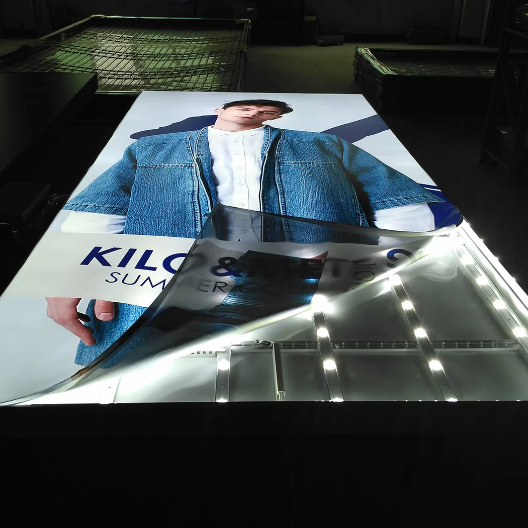 Wholesale Super Indoor Edge Lit Lighted Box Factory Aluminum Frameless Decorative Shop Store Fabric Light Boxes