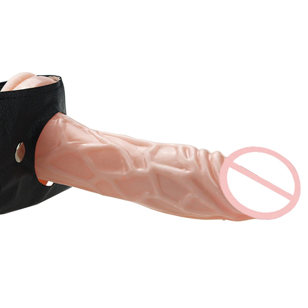  Free Shipping! Hollow Strap-On Dildo Pant Penis Sleeve Enlarger Extender Harness Men Realistic Vibrator Adult Sex