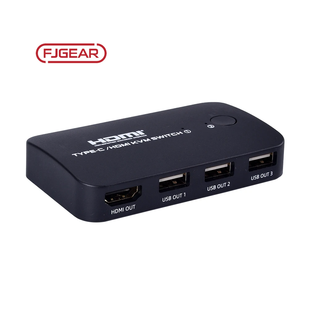 Fjgear Tyh201 Black Selector 4K 3840*2160/30Hz (Downward Compatibility) Type-C Hdmi Kvm Switch  2 Port