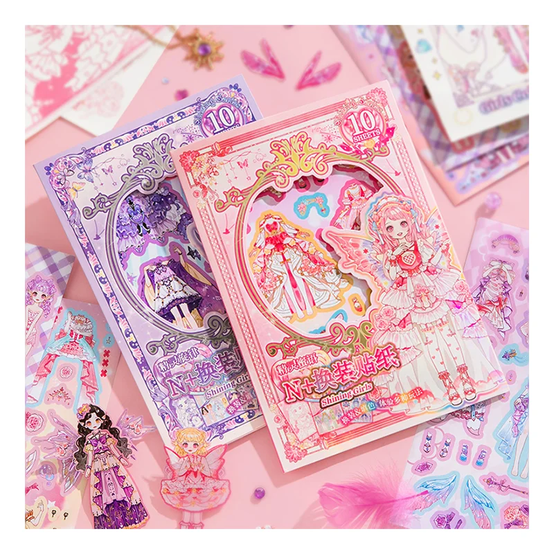 Simno Cartoon Girl DIY Scrapbook Sticker Fashion Clothes Dress Up Activity Sticker for Kids