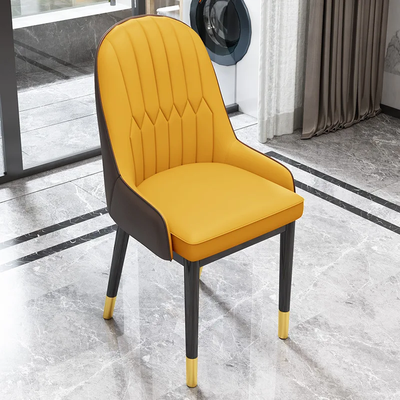 Italian luxury dining chair for sale at wholesale price Living Room hotel chain metal leg leather dining chair