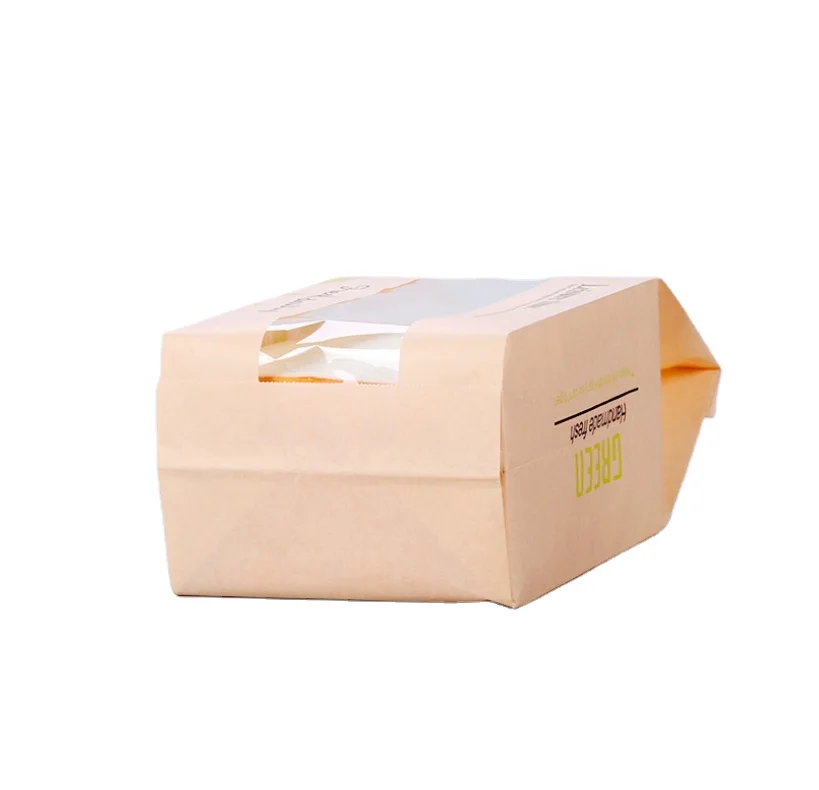 wholesale Kraft paper semi-transparent grease-proof bread and toast packaging bag