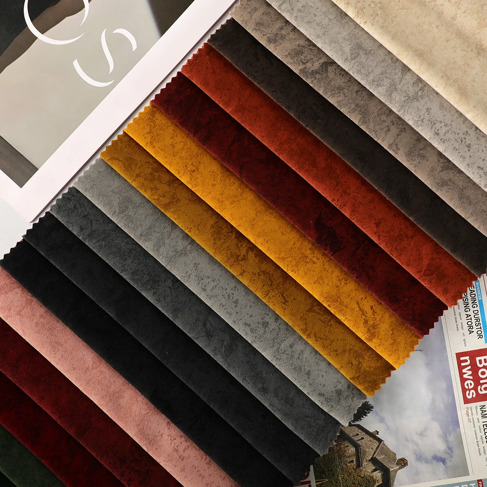 100% Polyester Printed Plain Velvet Sofa Fabric High Quality Luxury Suede Upholstery Dyed Knitted Luxury Fabric for Sofas