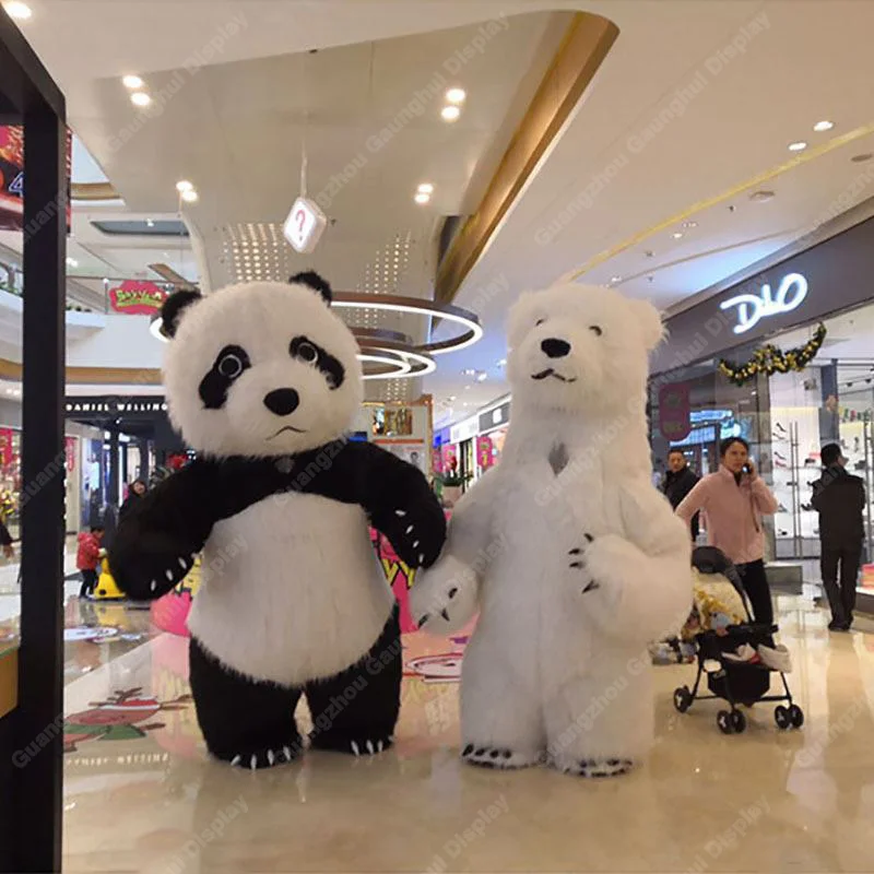 
OEM Custom advertising inflatable cartoon panda costume inflatable Cartoon character Fur Mascots Costumes for party 