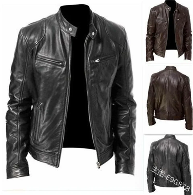Z8R815-Zipper теплый мужской черный Повседневный Кардиган из искусственной кожи с карманом куртка-бомбер для мужчин